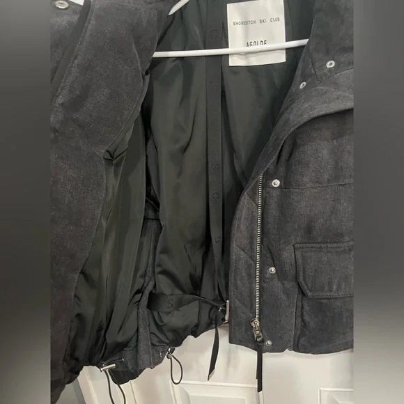 AGOLDE Relaxed 
Nova Denim Puffer In Marbled Blk (washed BIk) Puffer Jacket XS - Picture 15 of 16